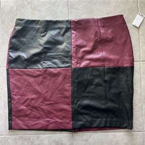 NWT Bar III Black and Burgundy Patchwork checkerboard style Pencil Skirt
